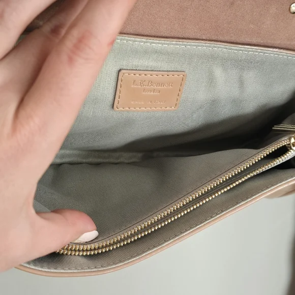 L.K. Bennett Elegant Nude Patent Leather Shoulder Bag - Picture 10 of 15